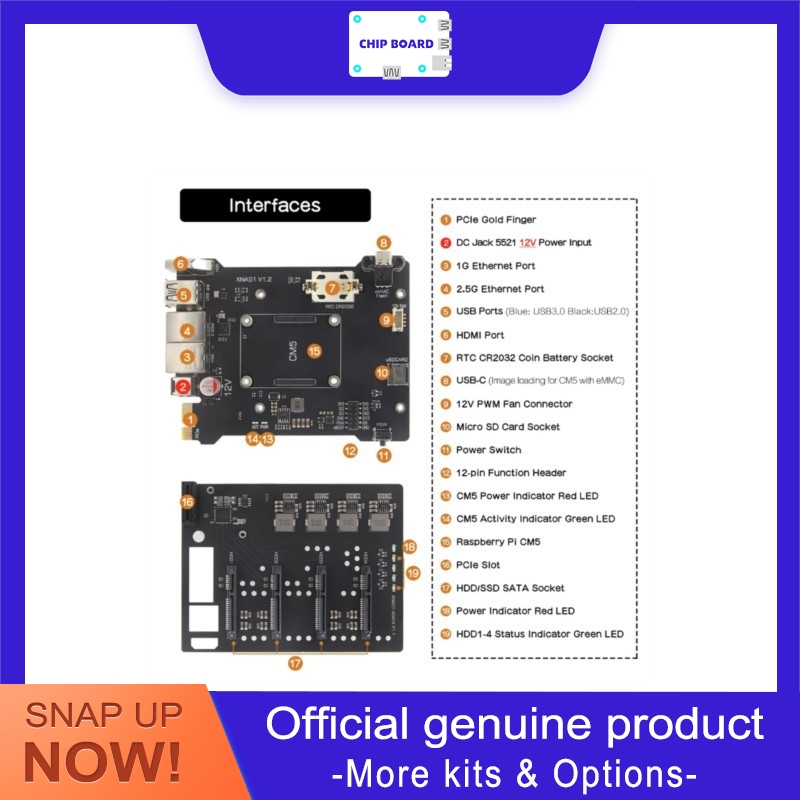 Raspberry Pi Kit - Geekworm XNAS1 – корпус для NAS-системы
